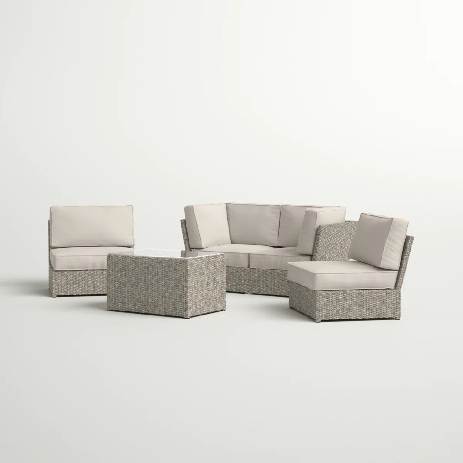 Modular Patio Seating Group For 4 With Cushions - Gray Mix - Image 4