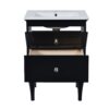 Bathroom Vanity Cabinet With Ceramic Sink Combo Set, Frame Modern Bathroom Storage Cabinet With 2 Drawers - Black - Image 11