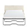 Twin Size Folding Ottoman Sleeper Bed With Mattress Convertible Guest Bed Chenille Upholstery - White - Image 10