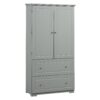 Wide Bathroom Storage Cabinet, Freestanding Storage Cabinet With Two Drawers And Adjustable Shelf, MDF Board With Painted Finish - Gray - Image 7