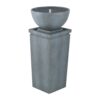 16.3" Polyresin Zen Bowl Water Fountain, Outdoor Bird Feeder / Bath Fountains, Relaxing Water Feature For Garden Lawn Backyard Porch - Gray - Image 2