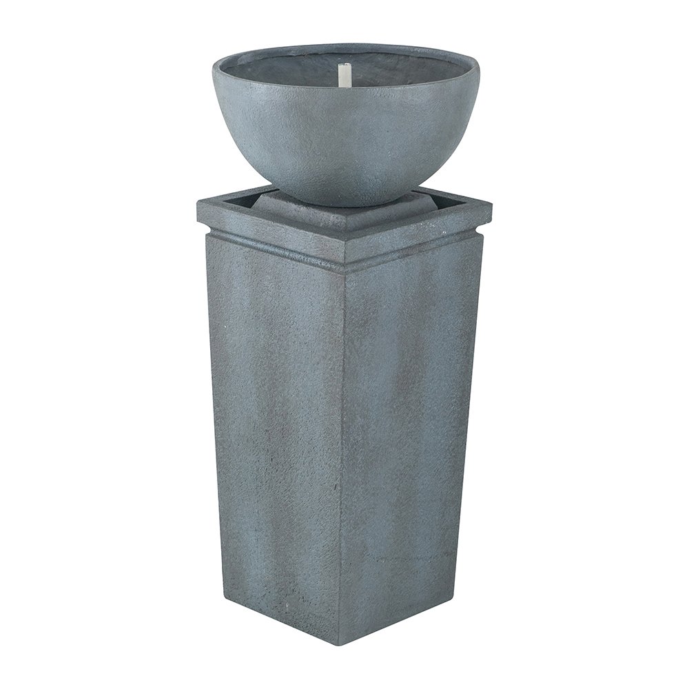 16.3" Polyresin Zen Bowl Water Fountain, Outdoor Bird Feeder / Bath Fountains, Relaxing Water Feature For Garden Lawn Backyard Porch - Gray - Image 2