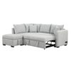 L-Shaped Sectional Pull Out Sofa Bed Sleeper Sofa With Two USB Ports, Two Power Sockets And A Movable Storage Ottoman - Gray - Image 17