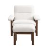 Modern Accent Chair With Ottoman, Mid Century Lounge Chair With Footrest, Comfy Fabric Armchair Upholstered Set With Solid Wood Frame For Living Room - White - Image 8