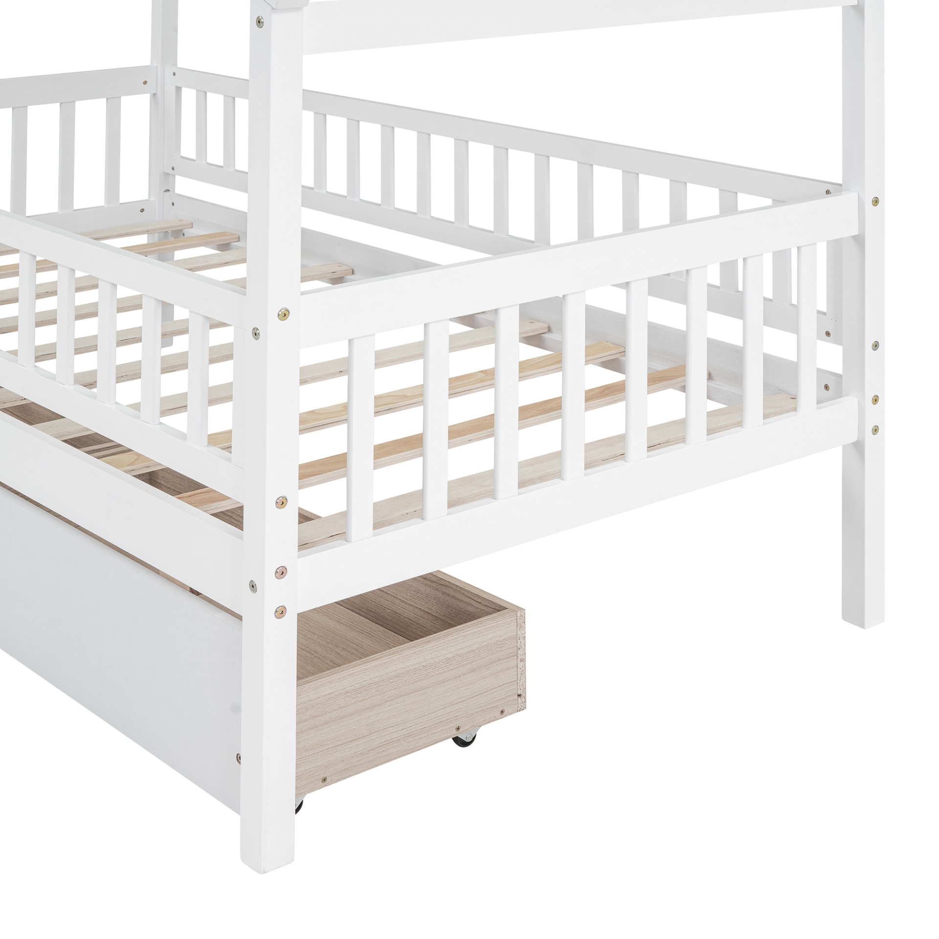 Twin Size House Bed With 2 Drawers - White - Image 7