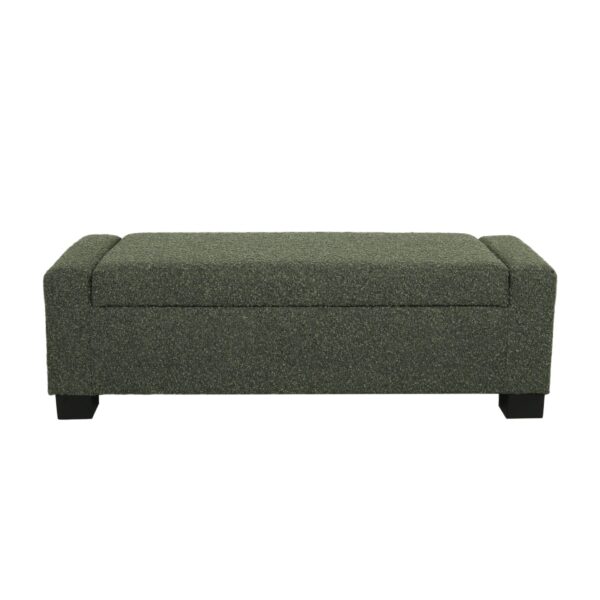 Textured Fabric Ottoman Bench With Hinged Lid - Blackish Green