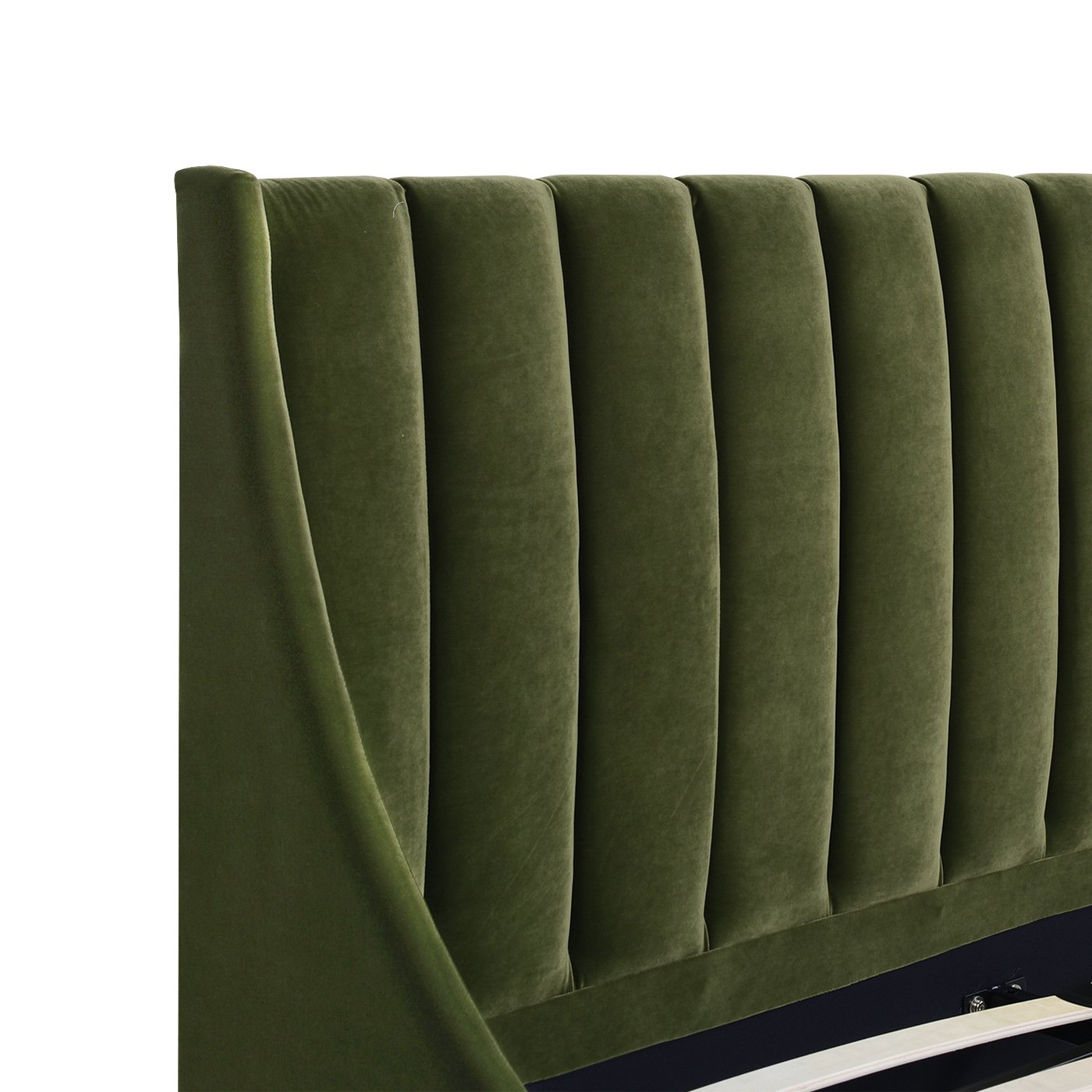 Aspen - Queen Vertical Tufted Modern Headboard Platform Bed Set - Olive Green - Image 10
