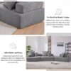 Oversized Modular Sectional Sofa, Luxury Boucle Floor Couch Set, Convertible Sleeper Couch, Spacious Foam-Filled Sofa Bed, 3 Piece Free Combination - Gray - Image 8
