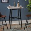 Modern Bar Height Dining Table, Rubberwood Legs And Laminate Table Top - Gray / Black - Image 4
