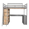 Full Size Loft Bed With Ladder, Shelves, And Desk - Gray - Image 3