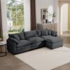 Corduroy 3 Seater L Shaped Sofa With Ottoman Comfortable And Stylish For Small Living Rooms - Gray - Image 11