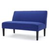 Contemporary Loveseat With Upholstered Fabric And Birch Wood Legs - Navy Blue - Image 8