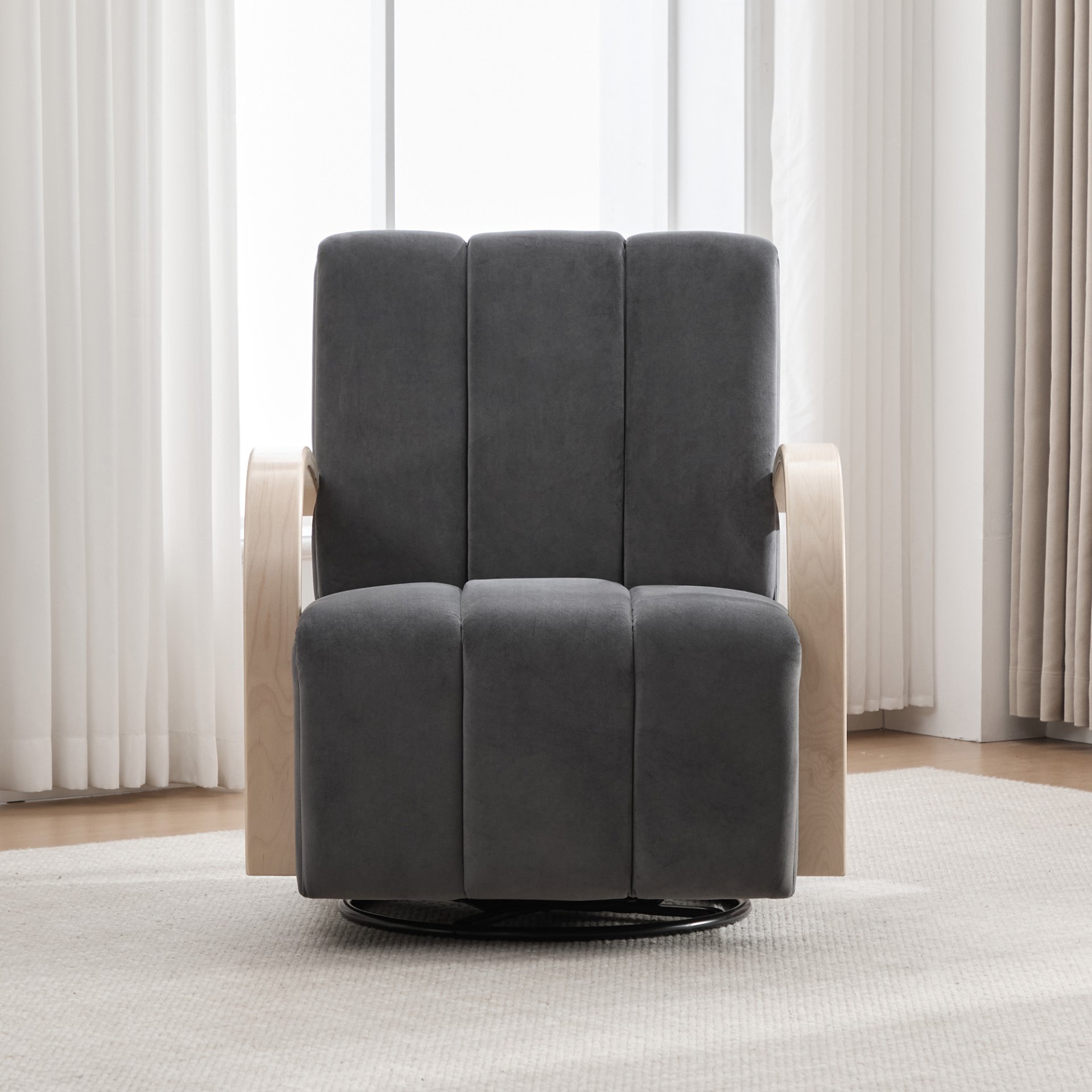 360° Swivel Accent Chair With Armrests - Charcoal - Image 4
