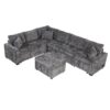 Sectional Sofa Pull-Out Sofa Bed Sleeper With A Storage Ottoman, Three Pillows And Charging Devices For Living Room - Gray - Image 17