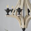 6 Light Wood Chandelier, Hanging Light Fixture With Adjustable Chain For Kitchen, Bulb Not Included - Cream - Image 8