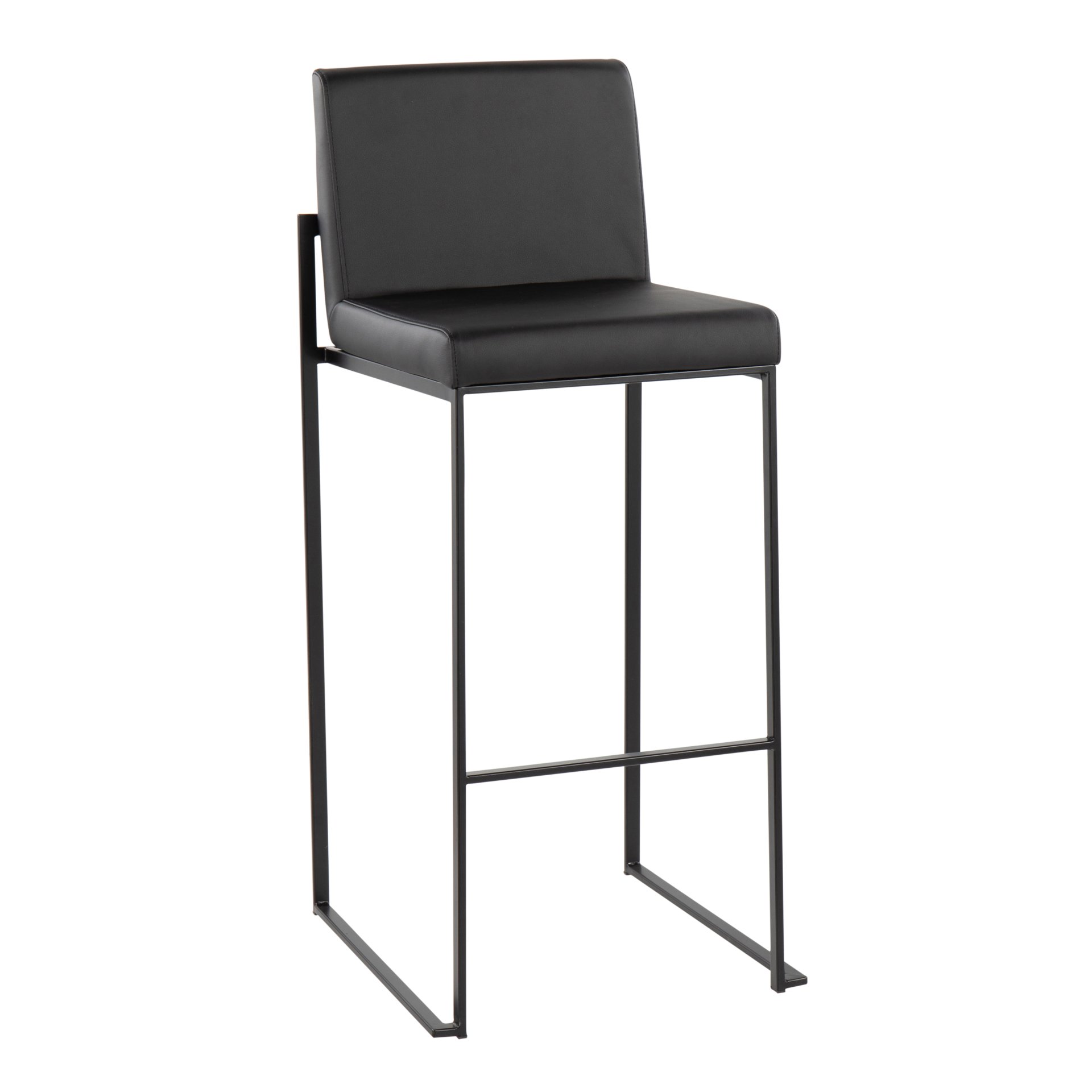 Fuji - Contemporary High Back Barstool (Set of 2) - Black - Image 2
