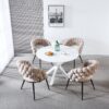 Modern Chair With Golden Color Iron Tube Legs, Soft Cushions And Comfortable Backrest, Suitable For Dining Room, Living Room, Cafe, Hairball Back (Set of 2) - Beige / Black - Image 4