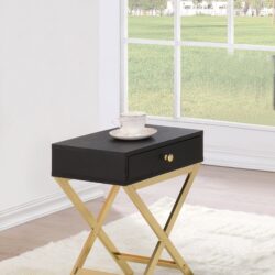 Coleen - Accent Table - Black / Brass