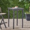 Outdoor Minimalist Acacia Wood Square Bar Table - Dark Gray - Image 4