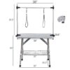 Folding Dog Pet Grooming Table Stainless Steel Frame Rubber Mat On Board With Adjustable Arm And Clamps, Pet Dog Cat Grooming Table - Silver Gray - Image 2