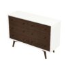 Mid-Century Modern White Dresser 6 Drawer - Dark Brown / White - Image 7