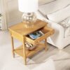 Easton - Modern Farmhouse Turned 1 Drawer Storage Side Table With Shelf - Natural Brown - Image 8