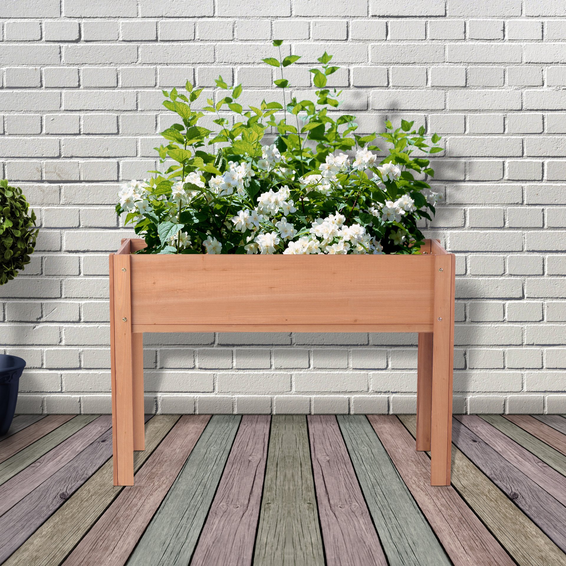 Raised Garden Bed & Legs, Elevated Planter Box For Outdoor Plants Flowers Fruits Vegetable Herb Growing - Coffee - Image 17