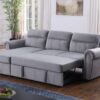 Ashton - Velvet Fabric Reversible Sleeper Sectional Sofa Chaise - Gray - Image 11