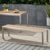 Outdoor Modern Aluminum Dining Bench With Faux Wood Seat - Natural / Silver - Image 2