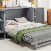 Full Murphy Bed With Hidden Storage & Modern Woven Design - Gray - Image 11