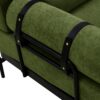 Modern Loveseat Sofa 2 Seater With USB Ports, Cylindrical Armrests - Green - Image 19