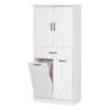 Modern Bathroom Storage Cabinet With 2 Laundry Baskets, 1 Drawer, Adjustable Shelf - White - Image 15
