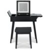 Makeup Vanity Desk With Flip Top Mirror And LED Light, Dressing Table With Charging Station, 2 Drawers And Fold Up Panel, Vanity Set With Cushioned Stool For Bedroom - Black - Image 12
