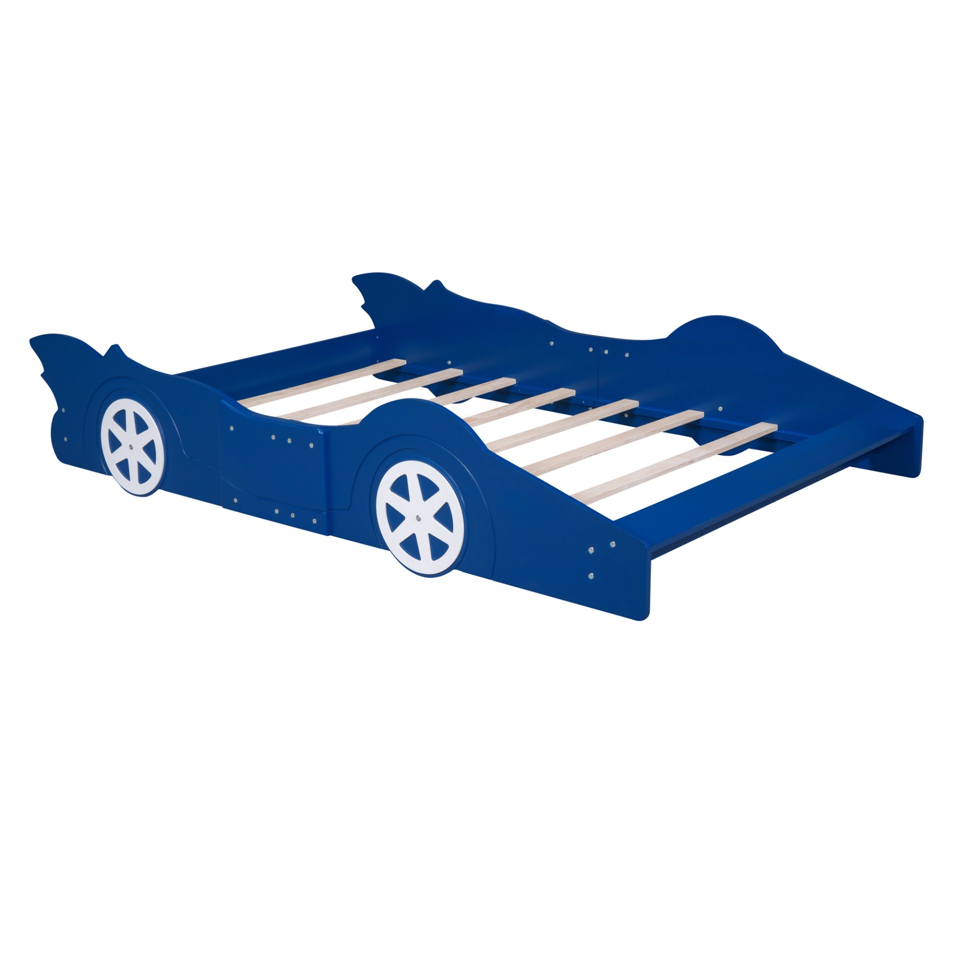 Full Size Race Car-Shaped Platform Bed & Wheels - Blue - Image 7