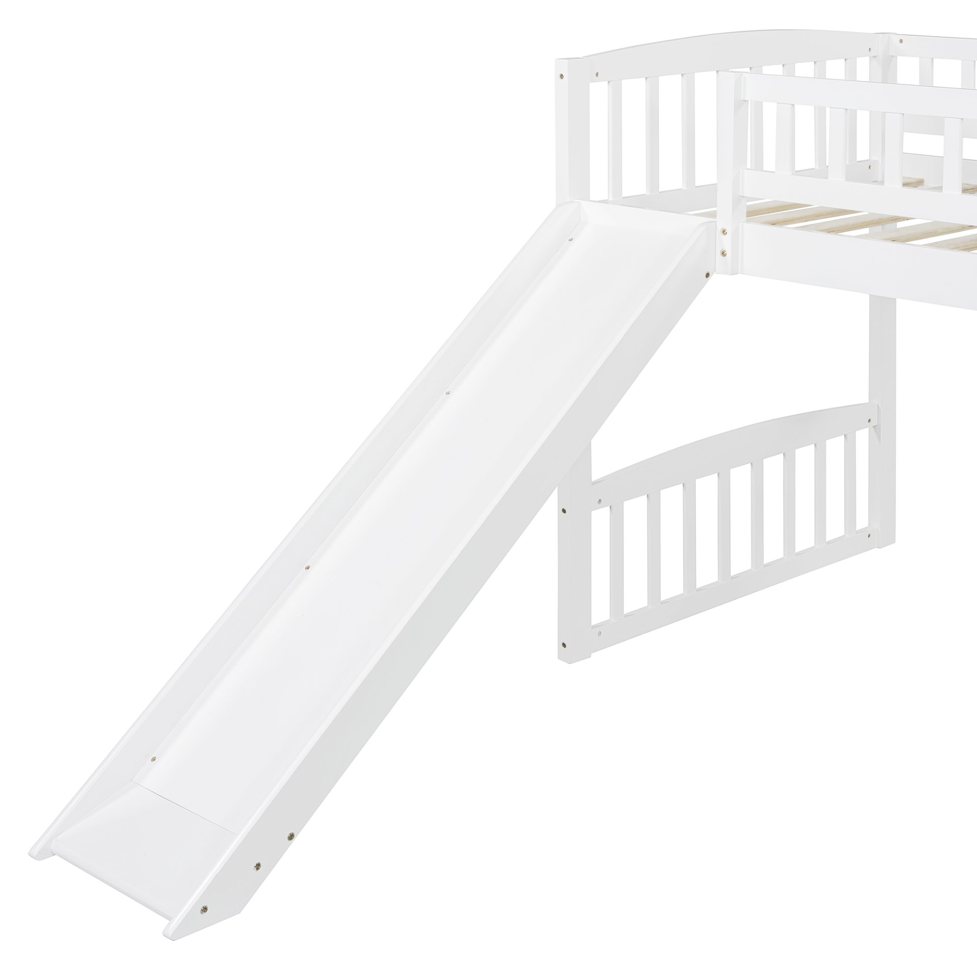 Twin Size Loft Bed With Slide And Ladder - White - Image 12