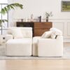 Ly 029B Convertible Chaise Sectional Sofa Full Compression Sponge Modular Couch Cloud 3 Seater Wood Grain Chenille 2 Pillows - Antique White - Image 8