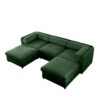 Elegant Chenille Sofa With Storage Seat And Ottoman U Shaped 3 Seater Cylindrical Backrest And Armrests - Green - Image 17