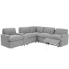 Power Recliner Corner Sofa Home Theater Reclining Sofa Sectional Couches With Storage Box, Cup Holders, USB Ports And Power Socket For Living Room - Gray - Image 13