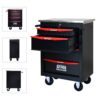 4 Drawer Multifunctional Tool Cart With Wheels, Metal Rolling Tool Cart Storage For Garage Workshop Warehouse Repair Shop With Stainless Steel Roof - Black / Red - Image 9