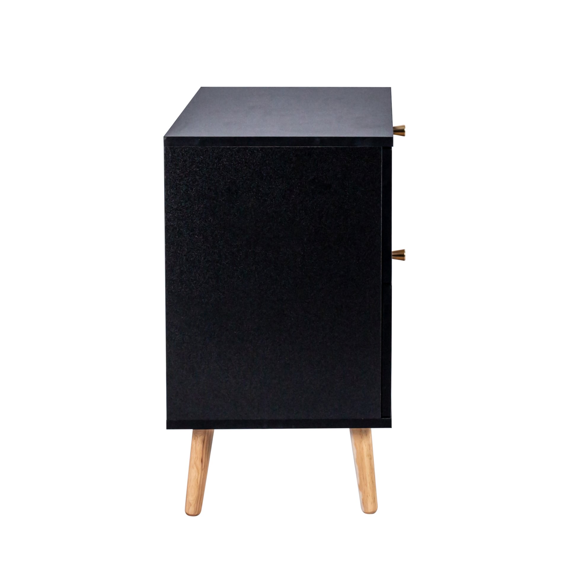 2 Drawer Rattan Nightstand For Bedroom And Living Room, End Table, Side Table With 2 Hand Made Rattan Decorated Drawers - Black - Image 14