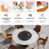 59.05" Modern Artificial Stone Round Carbon Steel Base Dining Table, Black Artificial Stone Turntable - White / Black - Image 8
