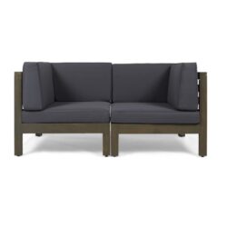 Oana - 2 Piece Loveseat Set With Water Resistant Cushions - Dark Gray