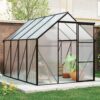 6X8 Ft Polycarbonate Greenhouse Raised Base And Anchor Aluminum Heavy Duty Walk-In Greenhouses For Outdoor Backyard In All Season - Black - Image 2
