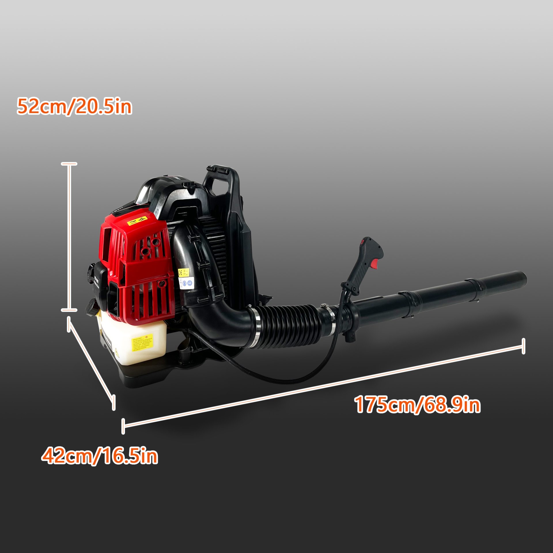 Backpack Gas Leaf Blower, 76Cc, 660Cfm, 200Mph, 4 Stroke Air Cooling Gas Backpack Grass Blower, Snow Blower Epa Compliant - Red - Image 4