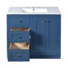 Bathroom Vanity With Ceramic Sink, Bathroom Storage Cabinet With 2 Drawers & Shelf, Freestanding Bathroom Cabinet - Blue - Image 15