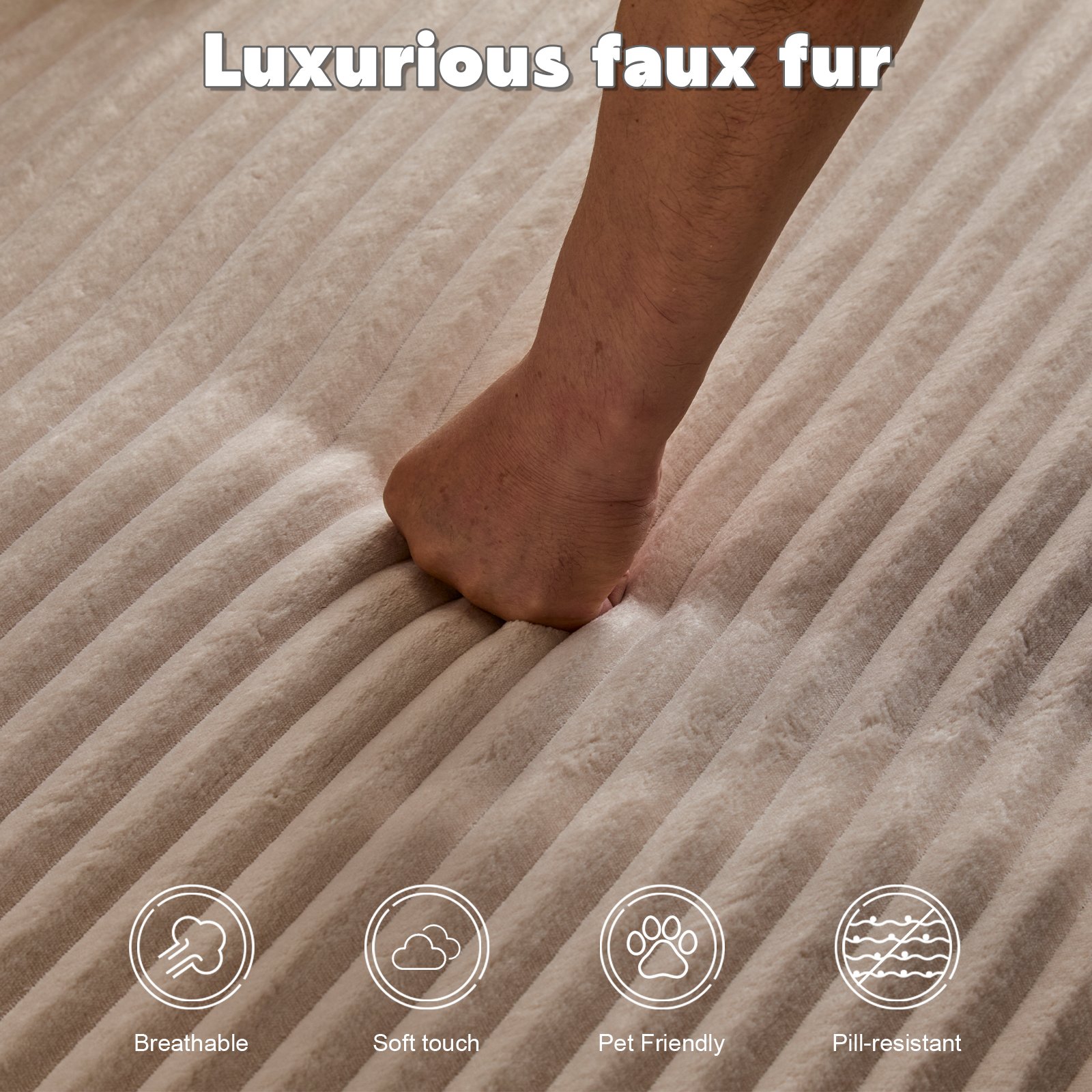 Oversized Chaise Lounge Chair Cozy Cloud Couch, Plush Corduroy Upholstered Sleeper Sofa Daybed With 3 Throw Pillows And Wide Armrest For Living Room - Beige - Image 6