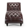 Tufted Armless Chaise Lounge - Dark Brown - Image 5