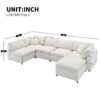 Modern Modular Cloud Sofa Bed, 6 Seat Chenille Sectional Couch Set With Ottoman, Free Combination, Convertible U Shaped Sleeper Sofa - Beige - Image 24