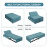 4 In 1 Sofa Bed, Chair Bed, Multi - Function Folding Ottoman Bed With Storage Pocket And USB Port For Small Room Apartment, Living Room, Bedroom, Hallway - Teal - Image 11