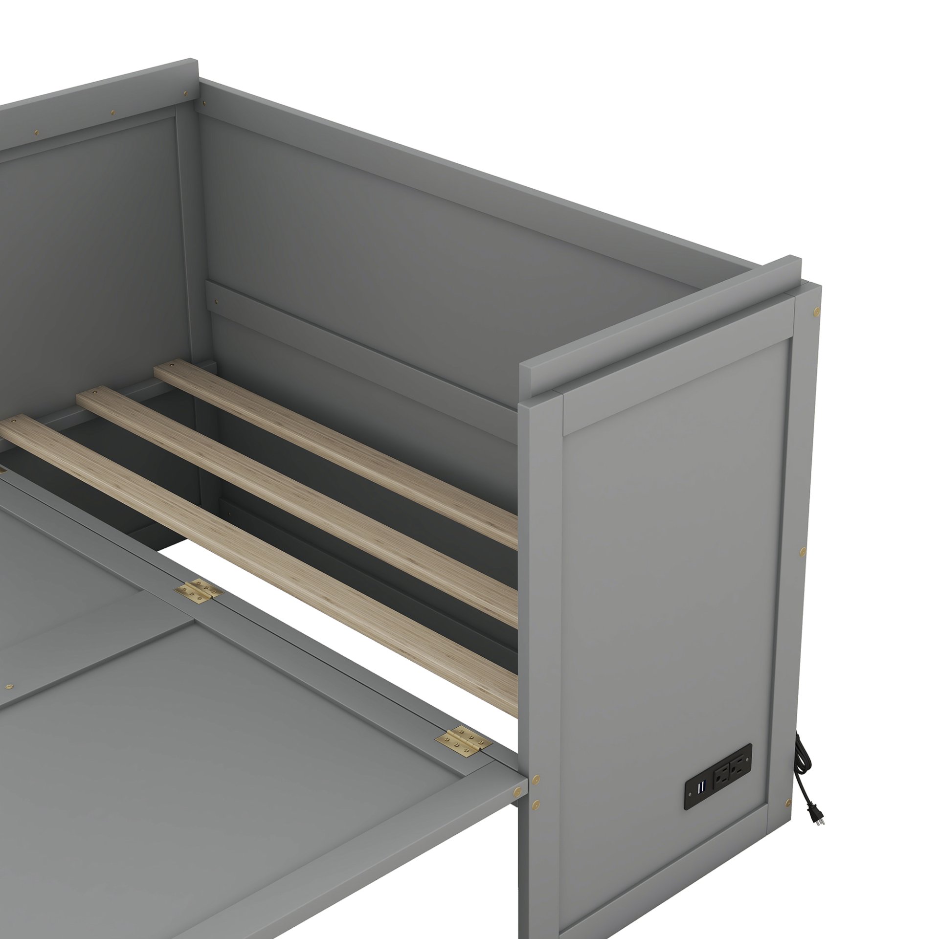 Full Size Murphy Bed With USB Port And A Large Drawer - Gray - Image 15